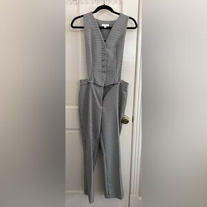 Topshop Black and White Gingham Jumpsuit as US8 UK12